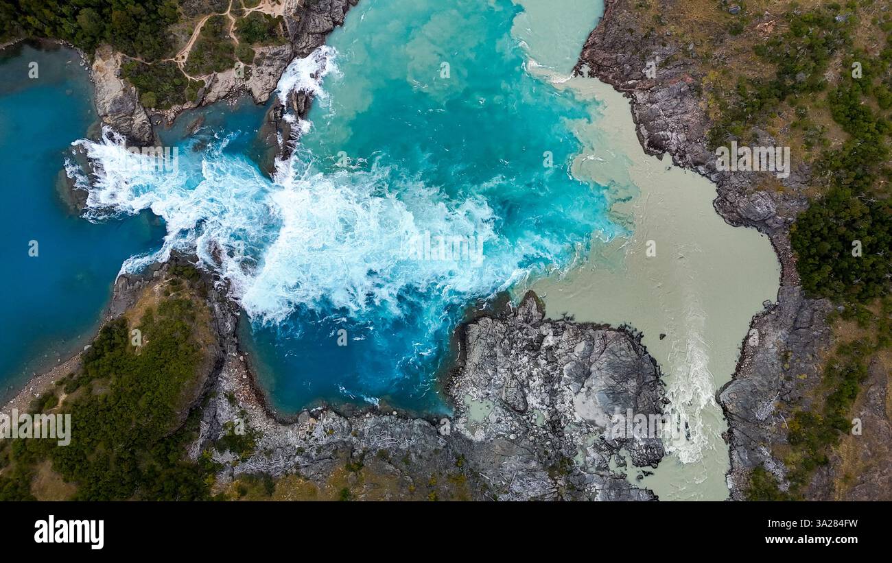 Aerial photo of the confluence of the Neff and Baker rivers in southern ...