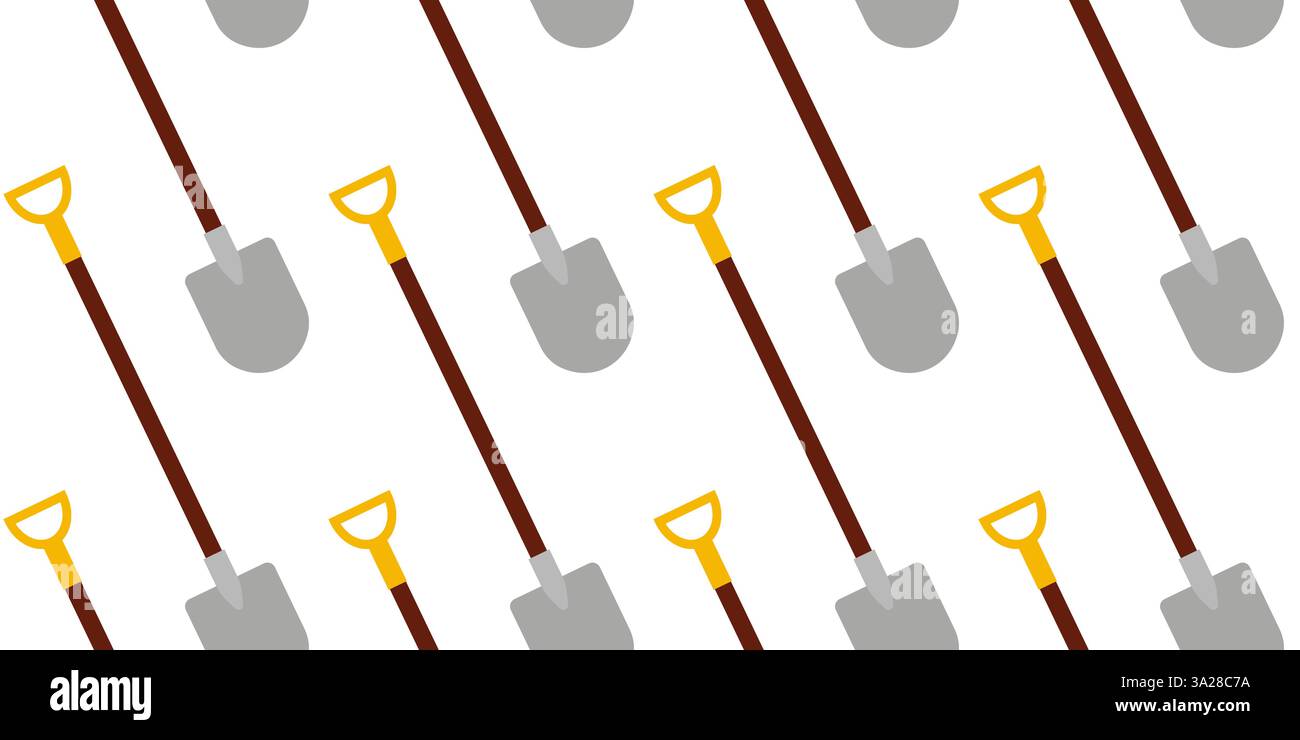 Shovels arranged in a repeating pattern showcasing gardening tools for outdoor work Stock Vector