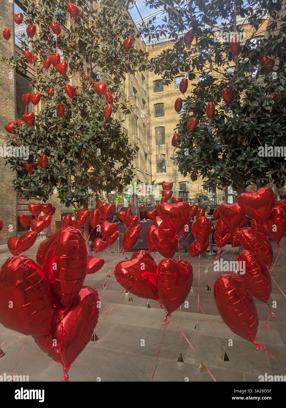 many heart balloons in devonshire square london Stock Photo