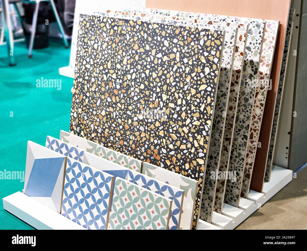 Porcelain stoneware tiles in a store Stock Photo