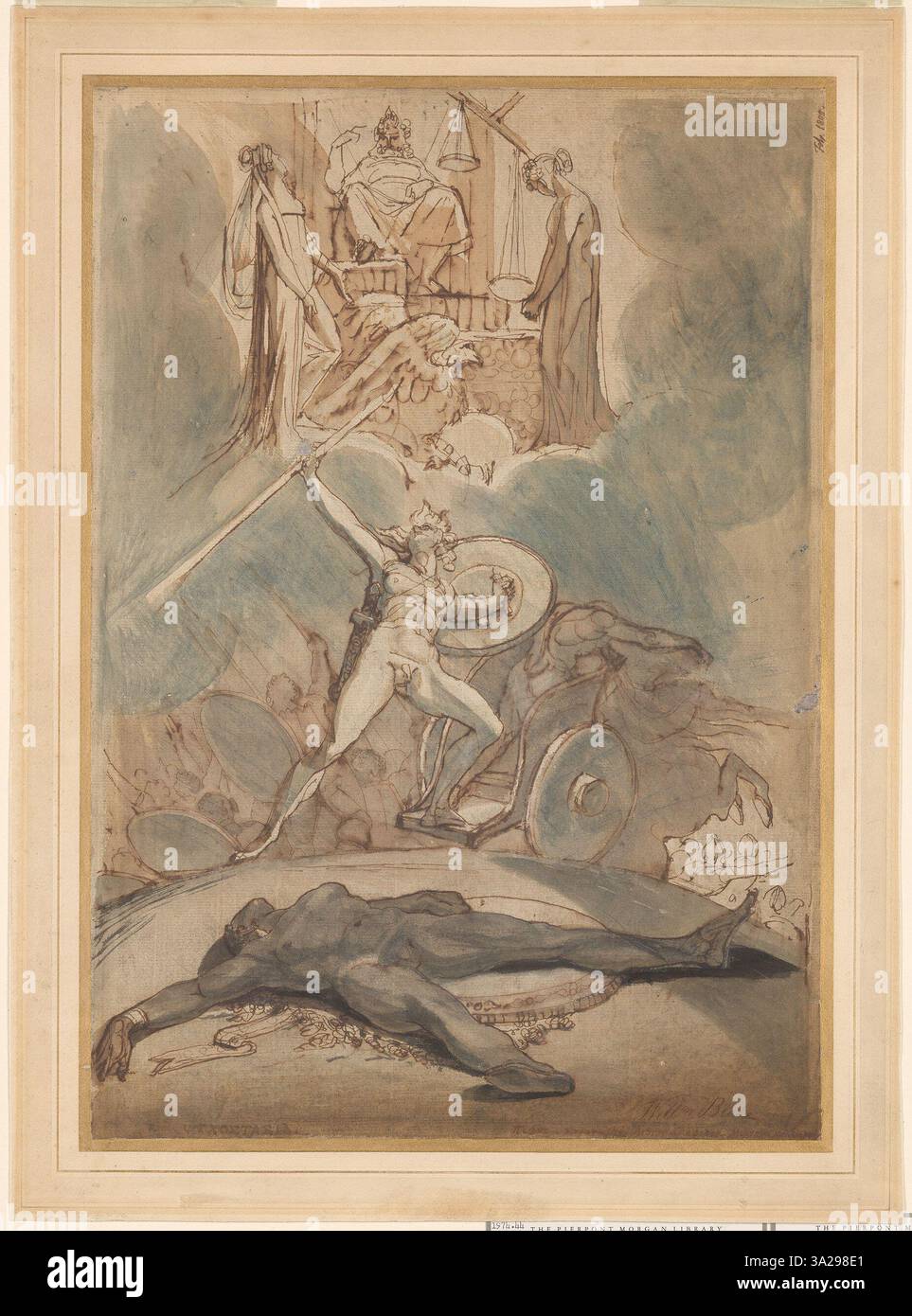 Fuseli’s *Psychostasy* depicts a mythological theme where souls are ...
