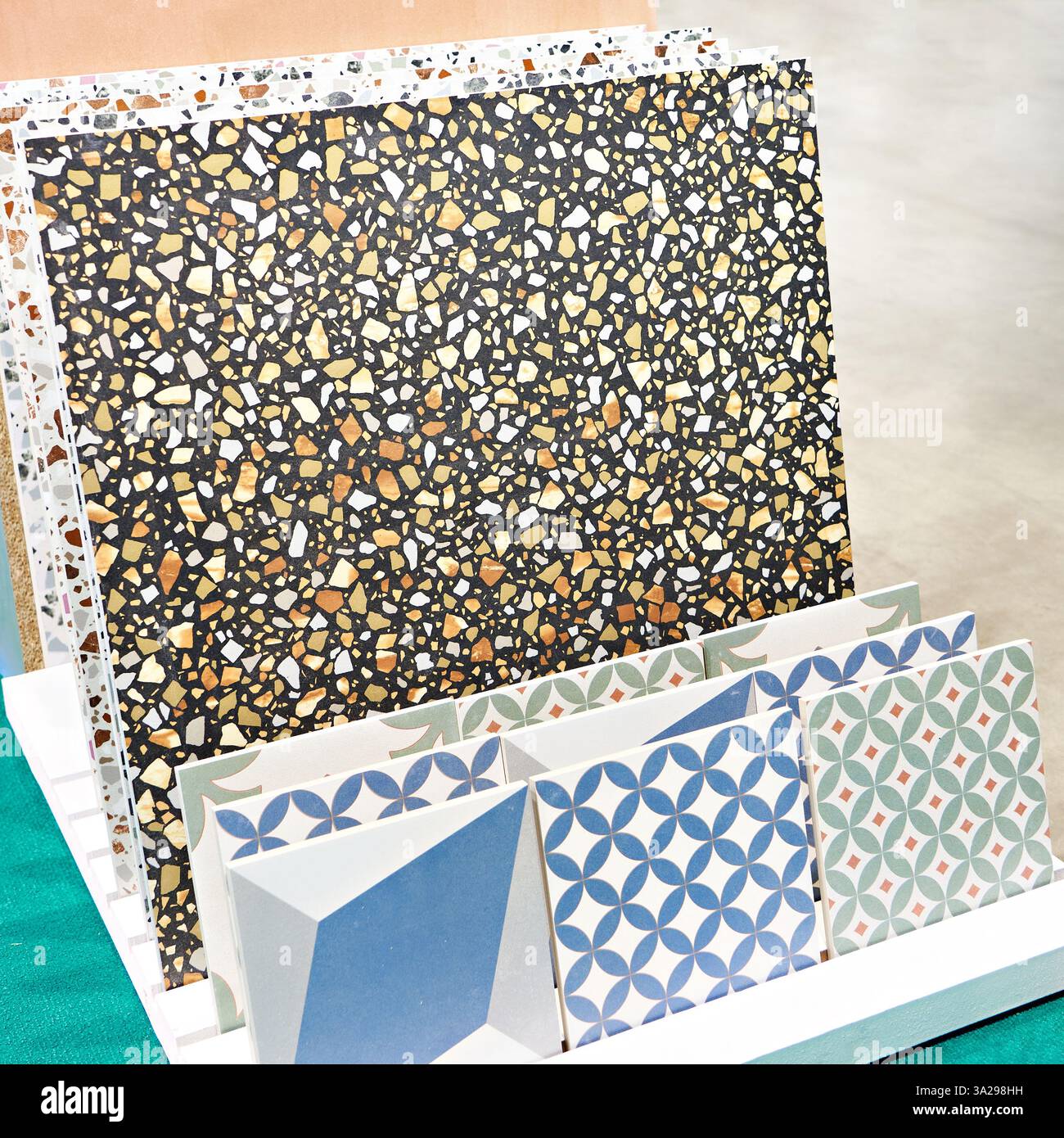 Porcelain stoneware tiles in a store Stock Photo