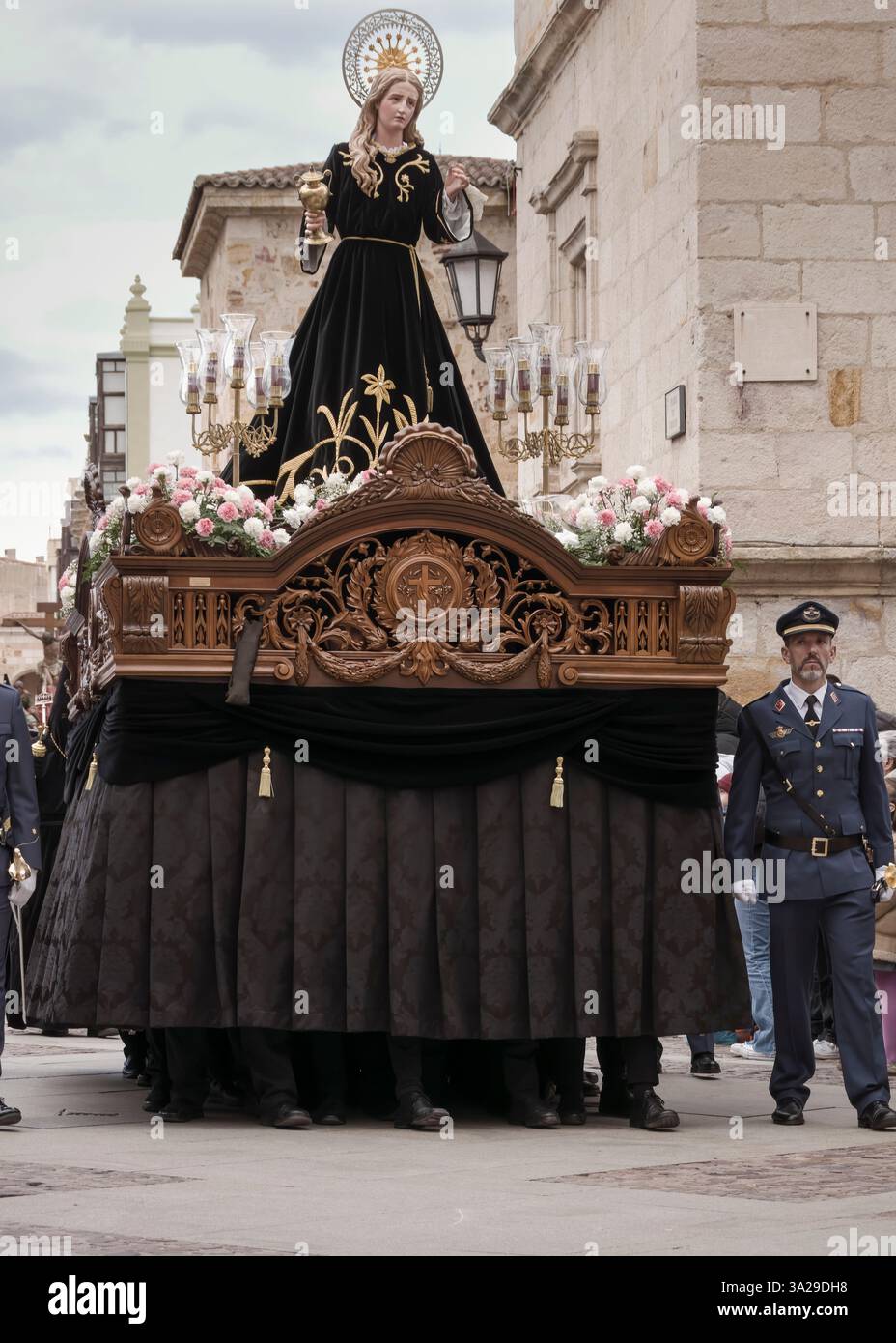 Zamora, Spain, March 29th, 2024: Carriers of Tradition: Faith Marching Forward Through Zamora's