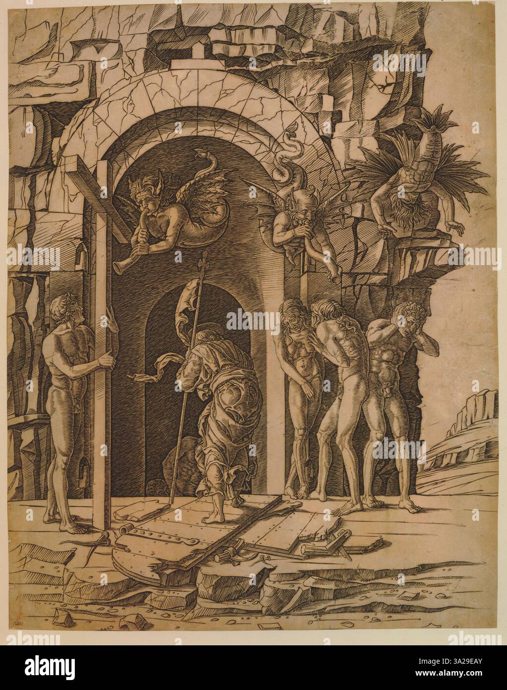 In the style of Mantegna, this work depicts Christ’s descent into Hell ...