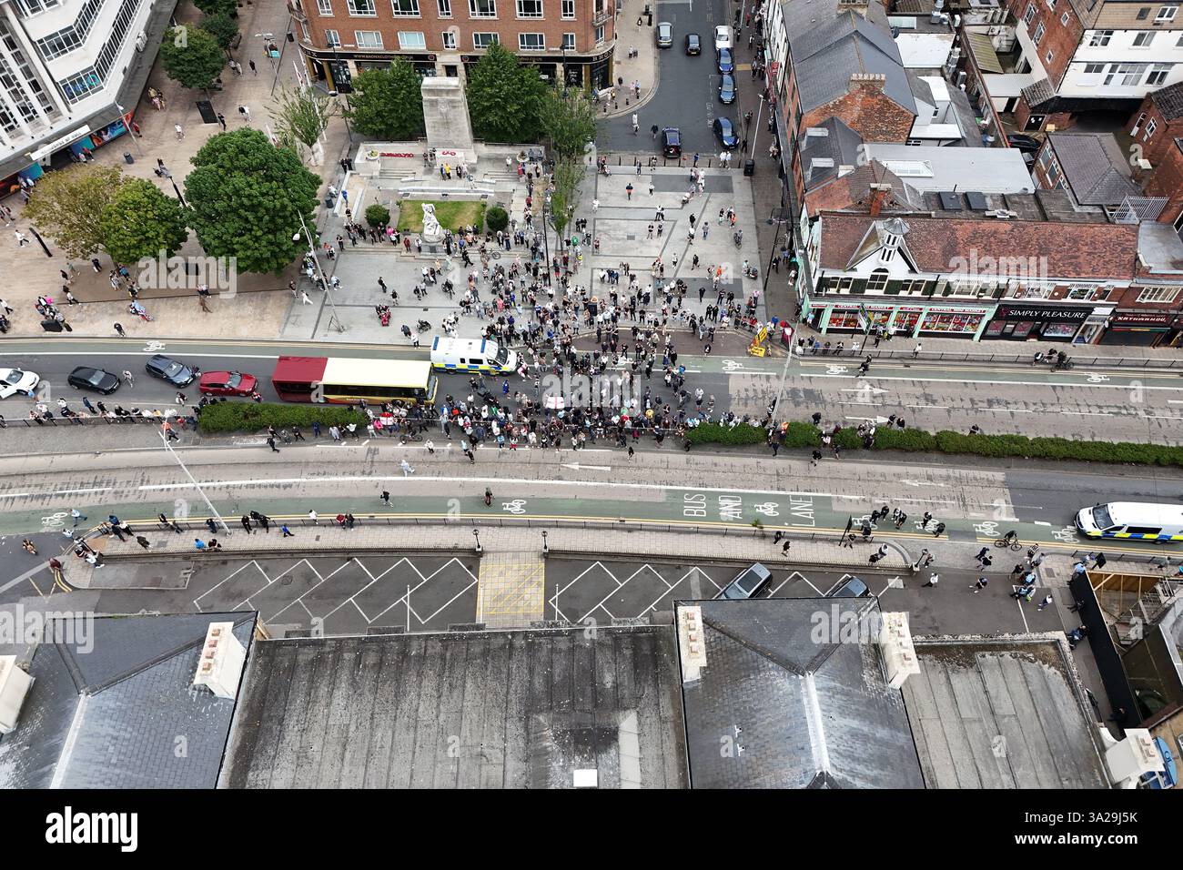 Hull Riot English Riot aerial view of Kingston upon Hull far-right anti-immigration riot Aug ...