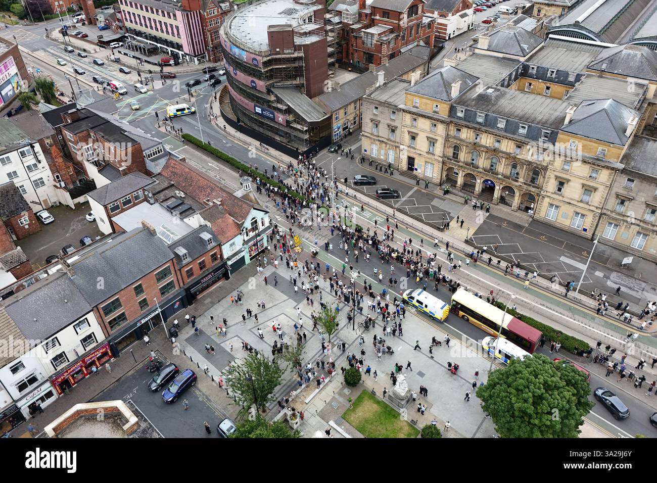 Hull Riots Yorkshire aerial view of Kingston upon Hull far-right anti-immigration riot Aug ...