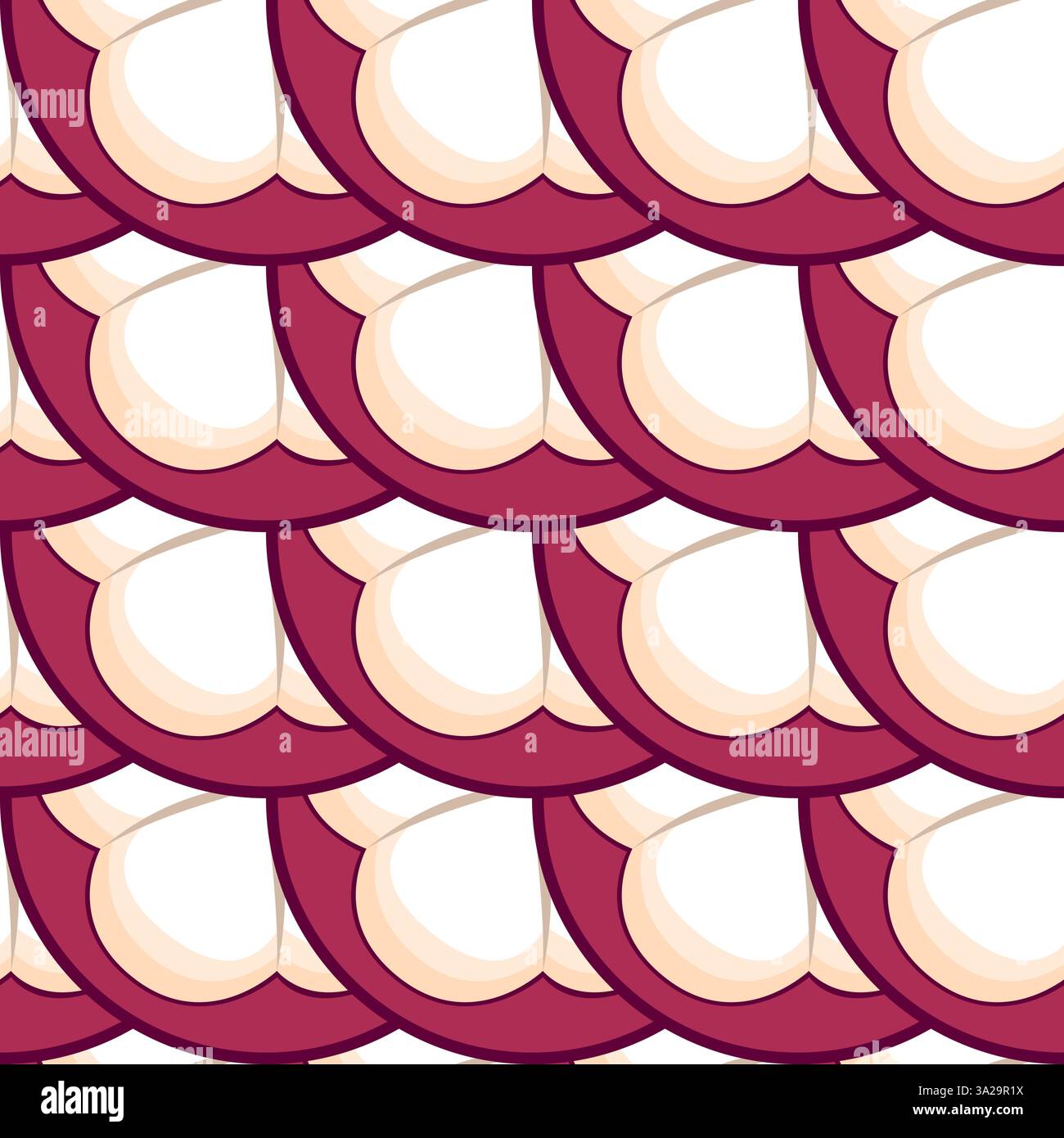 Mangosteen slices seamless botanical pattern vector illustration Stock Vector