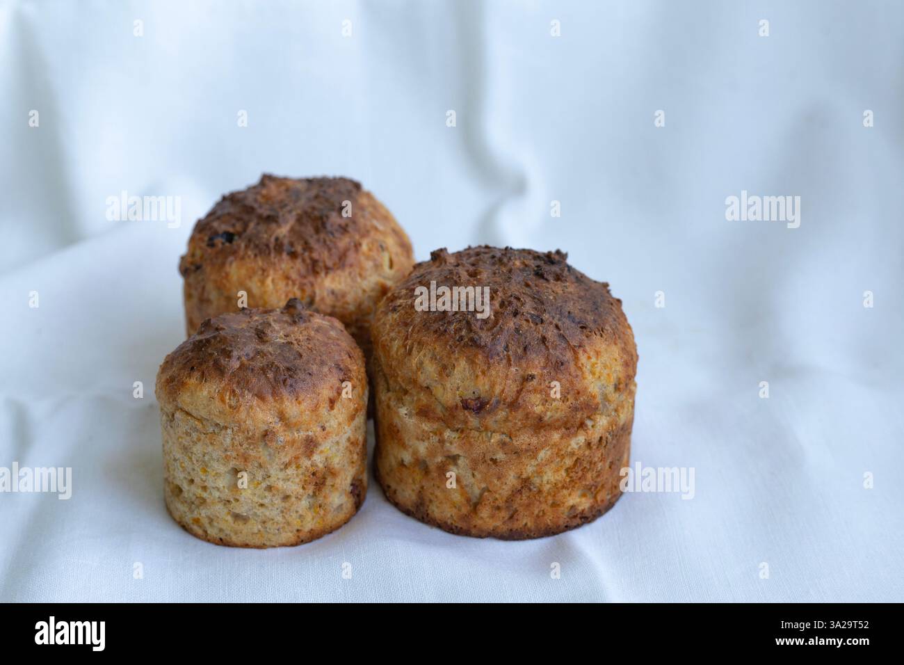 three Easter cakes made from whole wheat flour Stock Photo