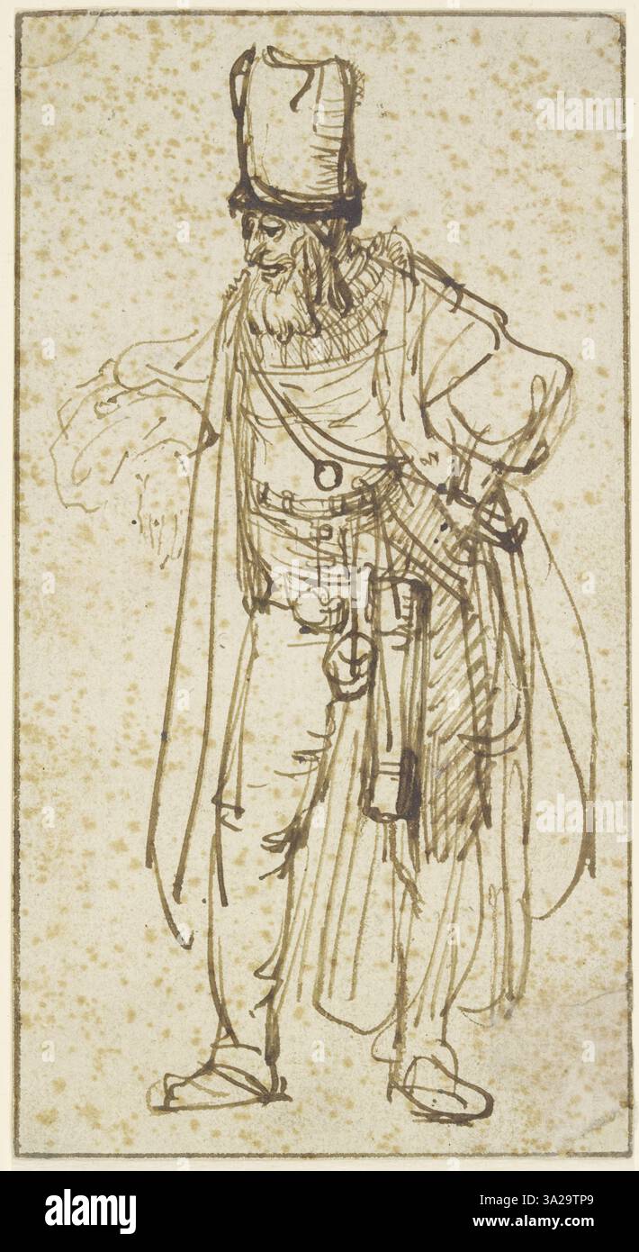 This portrait shows an actor wearing a tall hat, possibly a character ...