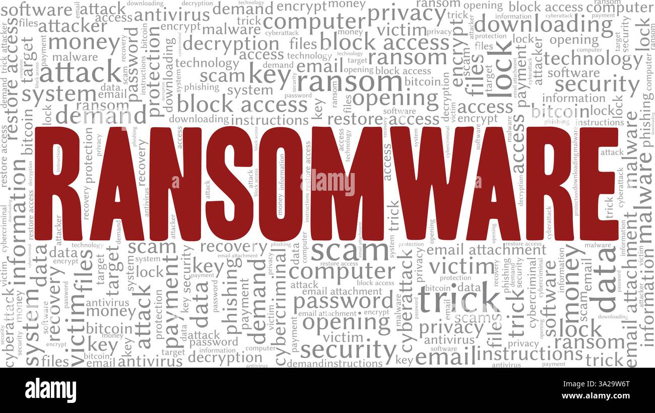 Ransomware vector illustration word cloud isolated on a white ...