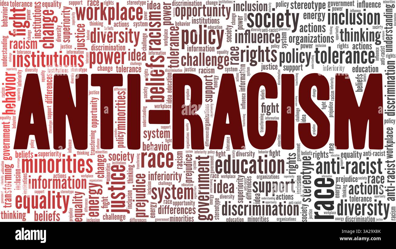 Words Against Racism Anti-Racism vector illustration word cloud isolated on a white ...