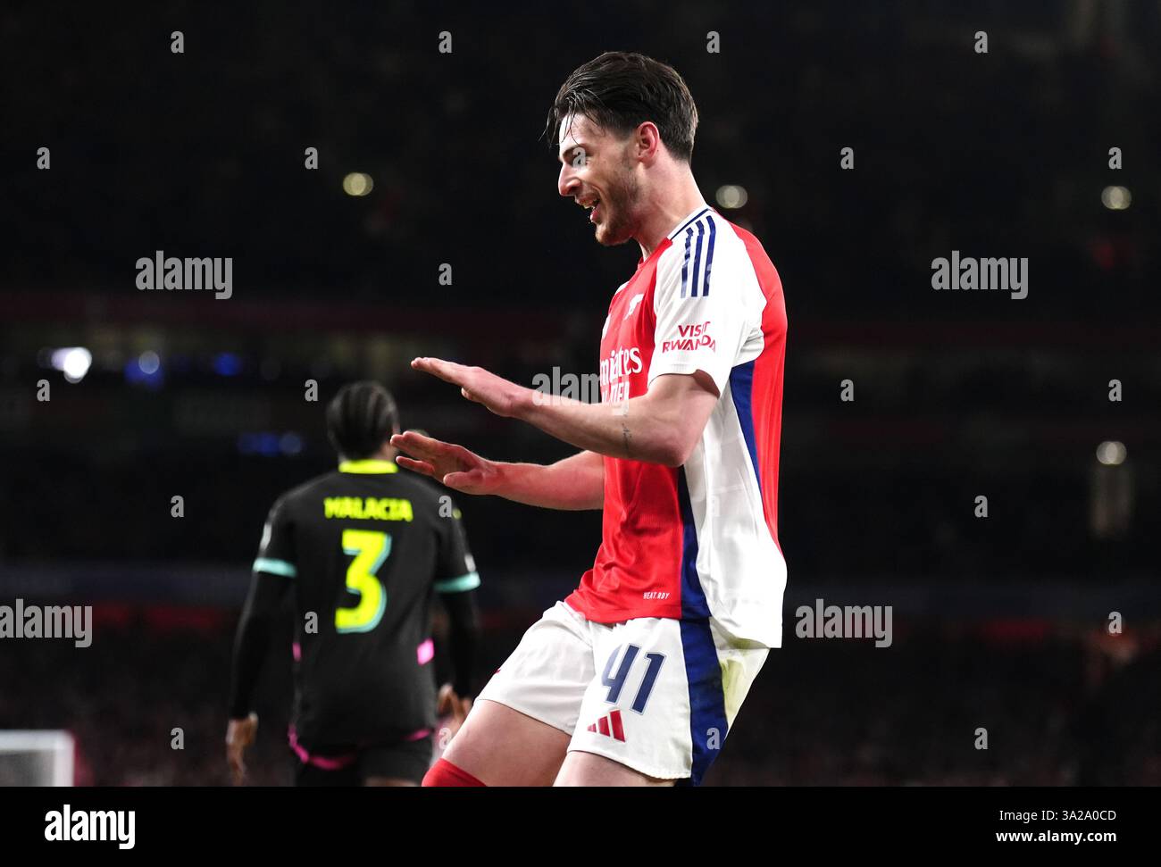 Arsenal's Declan Rice celebrates scoring their side's second goal of ...