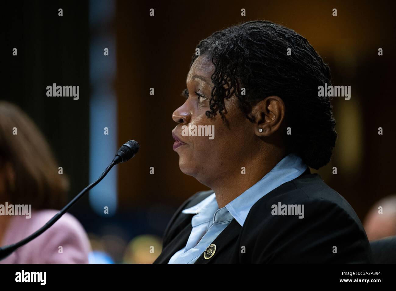 Washington, USA. 12th Mar, 2025. Tori Strawter-Tanks, Director, Clayton County Senior Services Department at a Senate Committee on Aging hearing in the Dirksen Senate office building in Washington, DC on Wednesday, March 12, 2025. (Photo by Annabelle Gordon/Sipa USA). Credit: Sipa USA/Alamy Live News Stock Photo