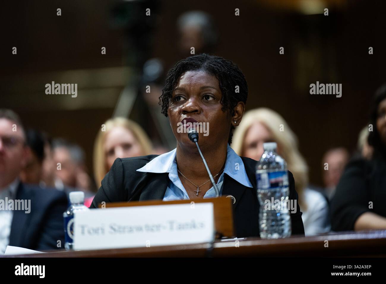 Washington, USA. 12th Mar, 2025. Tori Strawter-Tanks, Director, Clayton County Senior Services Department at a Senate Committee on Aging hearing in the Dirksen Senate office building in Washington, DC on Wednesday, March 12, 2025. (Photo by Annabelle Gordon/Sipa USA). Credit: Sipa USA/Alamy Live News Stock Photo