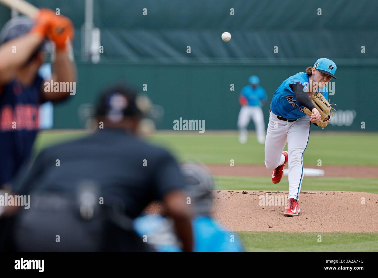 JUPITER, FL - MARCH 03: Miami Marlins pitcher Max Meyer (23) delivers a ...