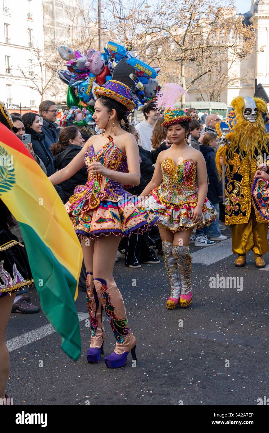 Colorful dancers grace the Paris Carnival 2025 with vibrant costumes ...