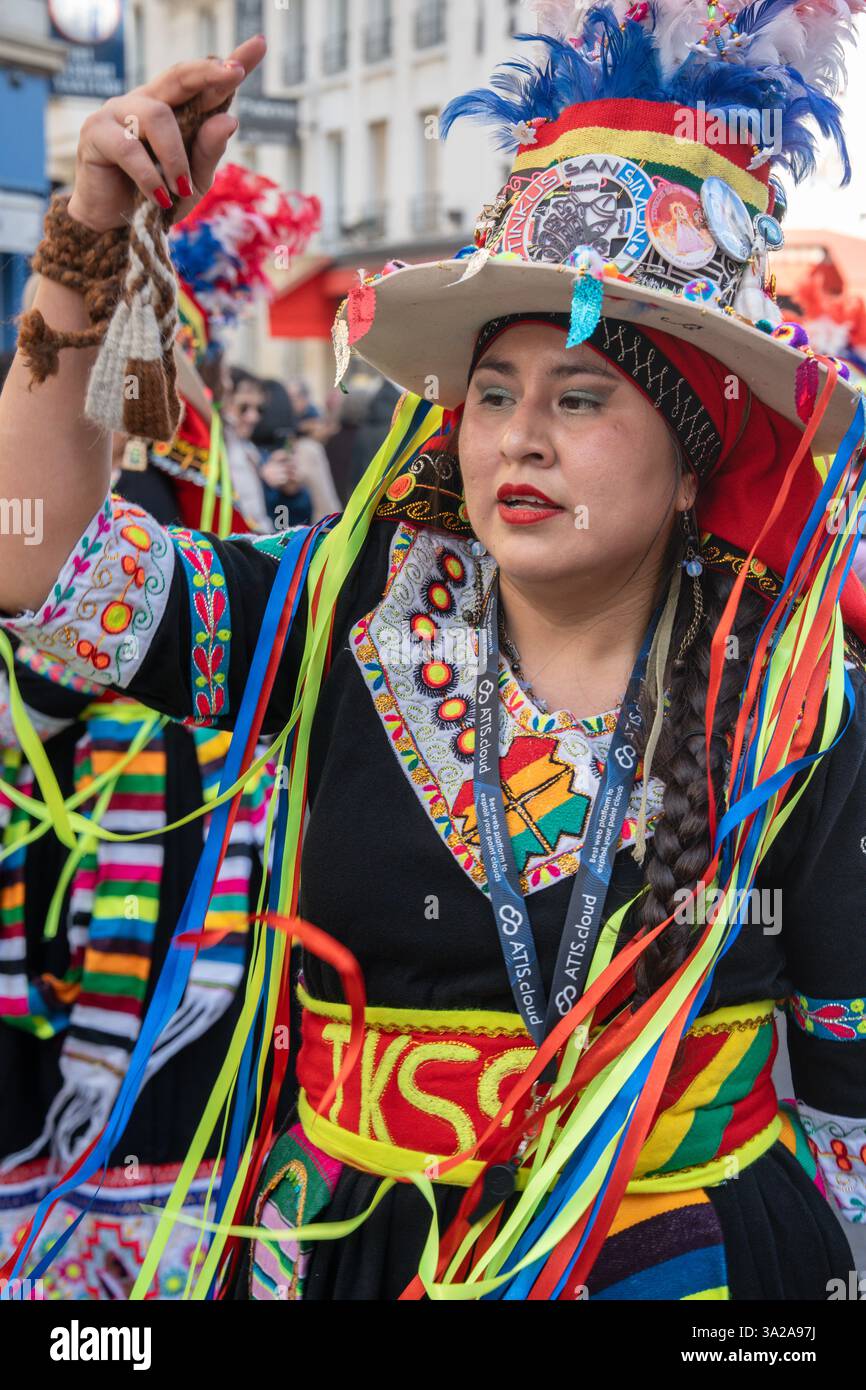 Vibrant celebration at Paris Carnival 2025 showcasing colorful costumes ...
