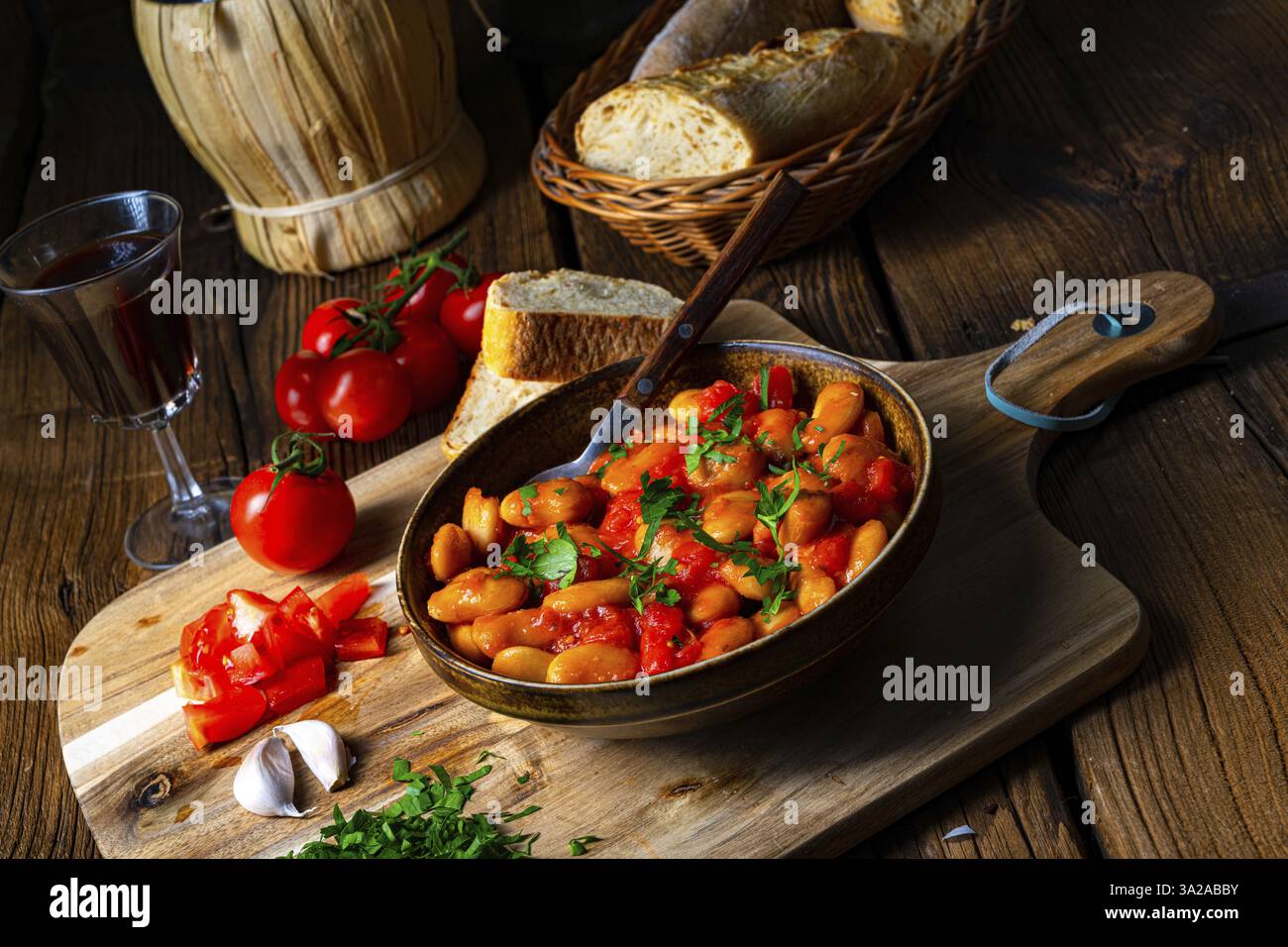 Rustic giant beans with fresh tomato sauce Stock Photo - Alamy