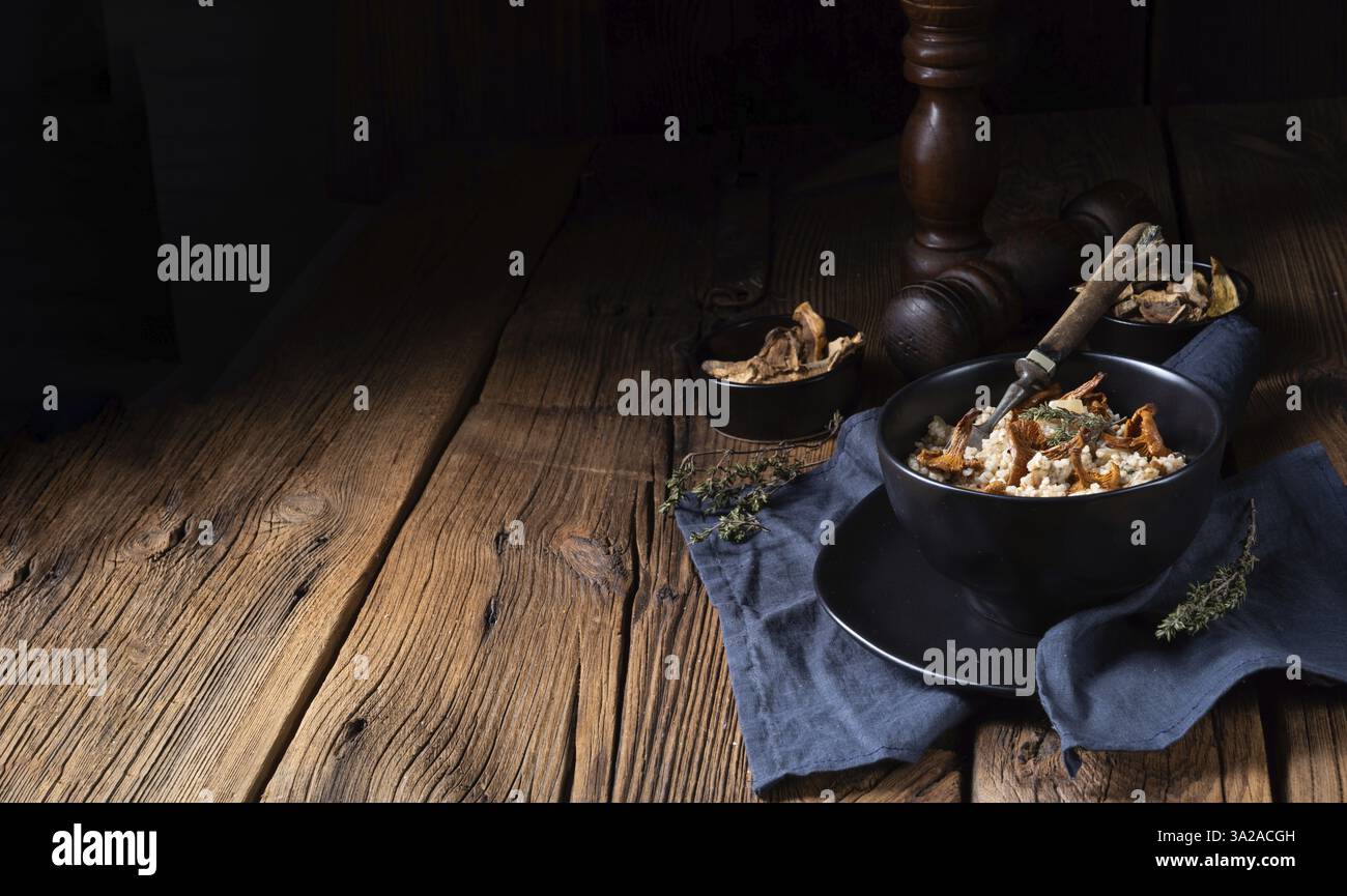 Kaszotto Polish risotto made from barley groats with mushrooms Stock ...