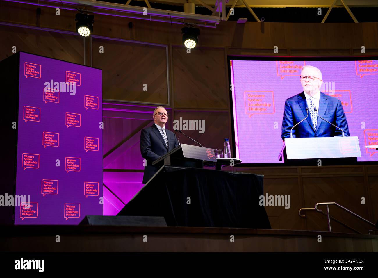 Prime Minister Anthony Albanese delivers a speech during the 2025 ...