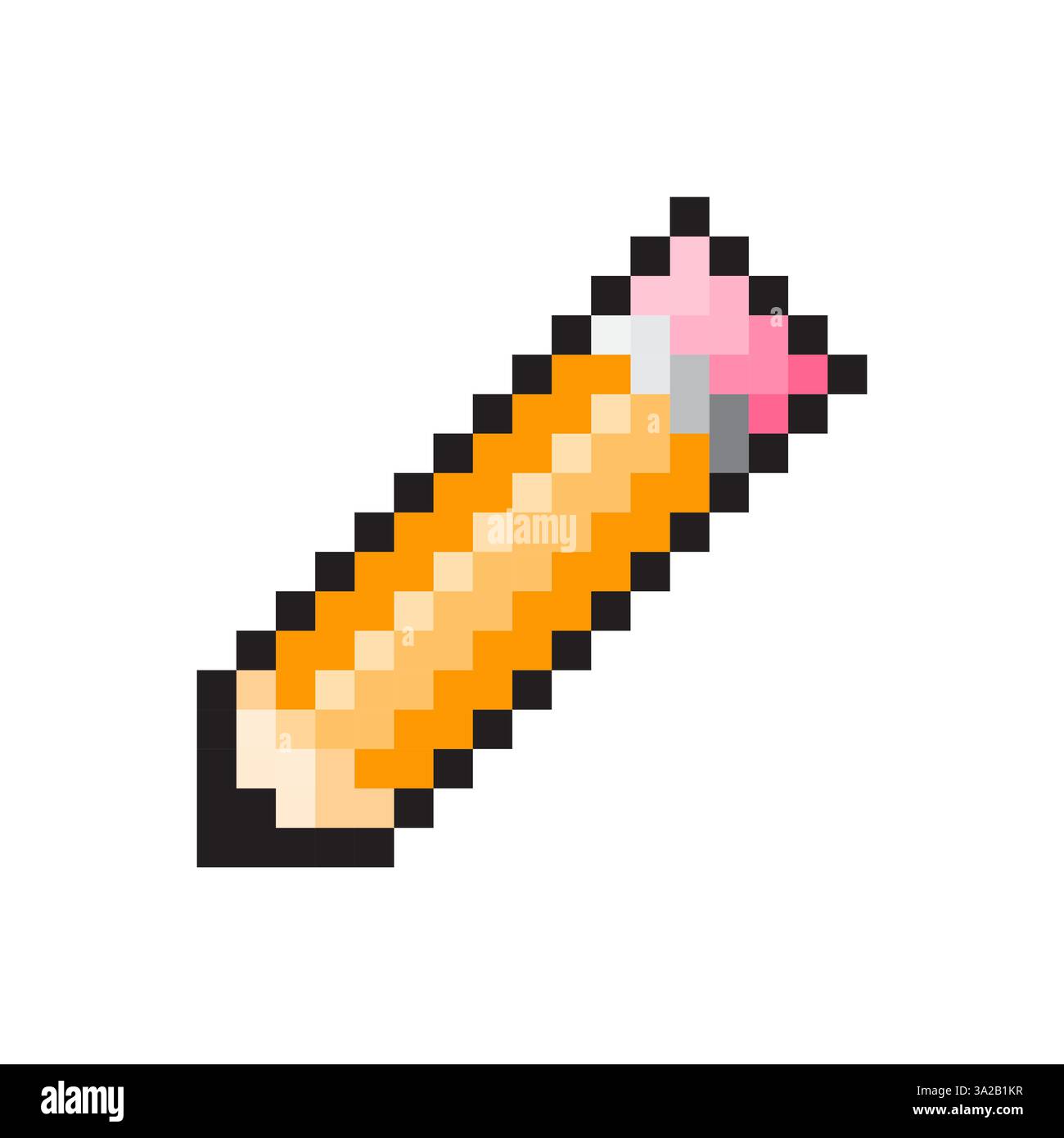 Pixel pencil icon. Writing tool symbol. Orange pink eraser. Vector ...