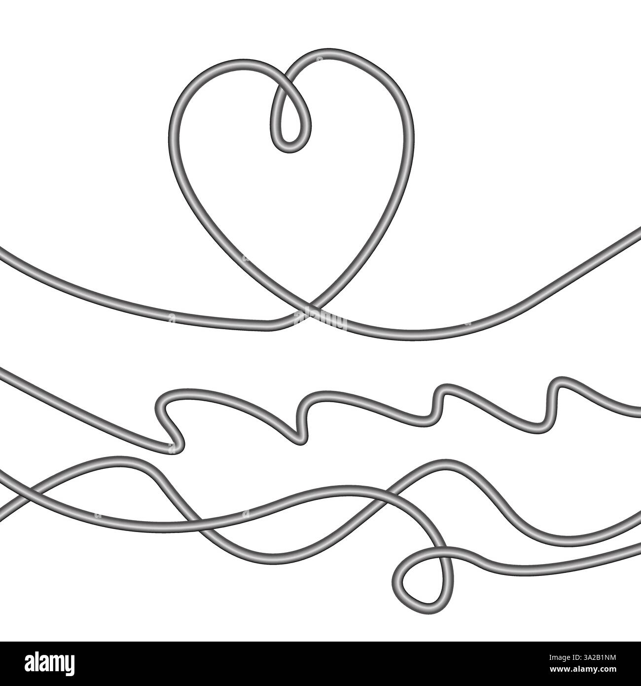 Heart wire icon. Love line symbol. Gray curve art. Vector illustration ...