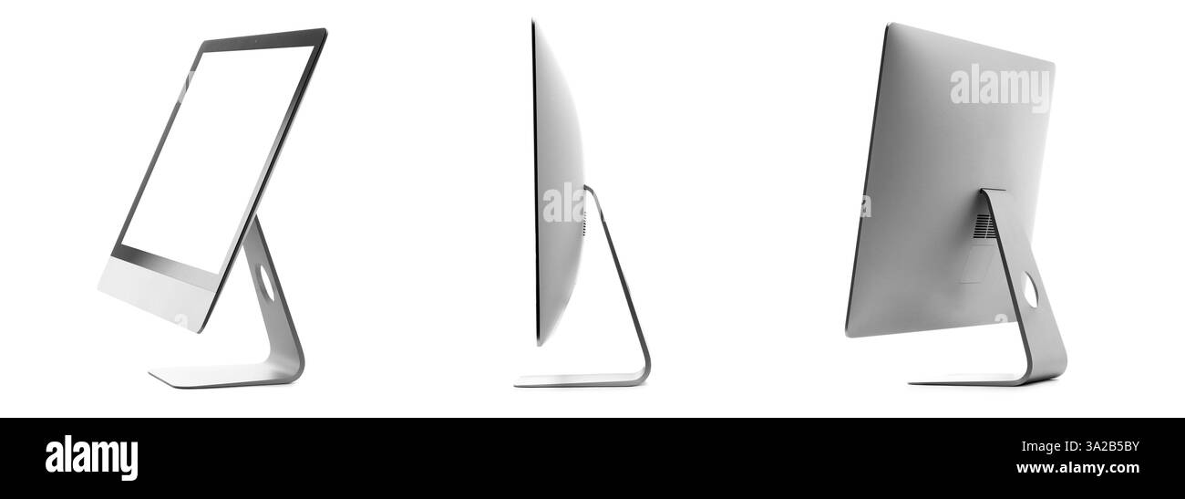 Modern computer monitor isolated on white, collage Stock Photo - Alamy