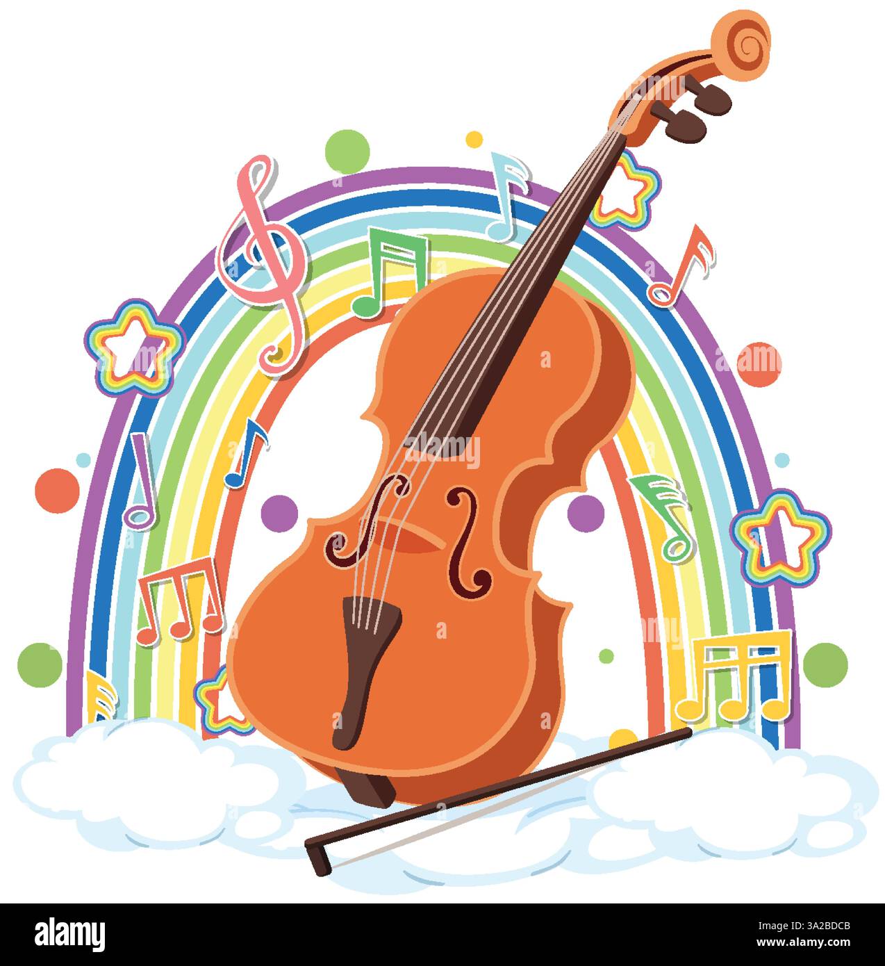 A vibrant violin with musical notes and rainbow Stock Vector Image ...