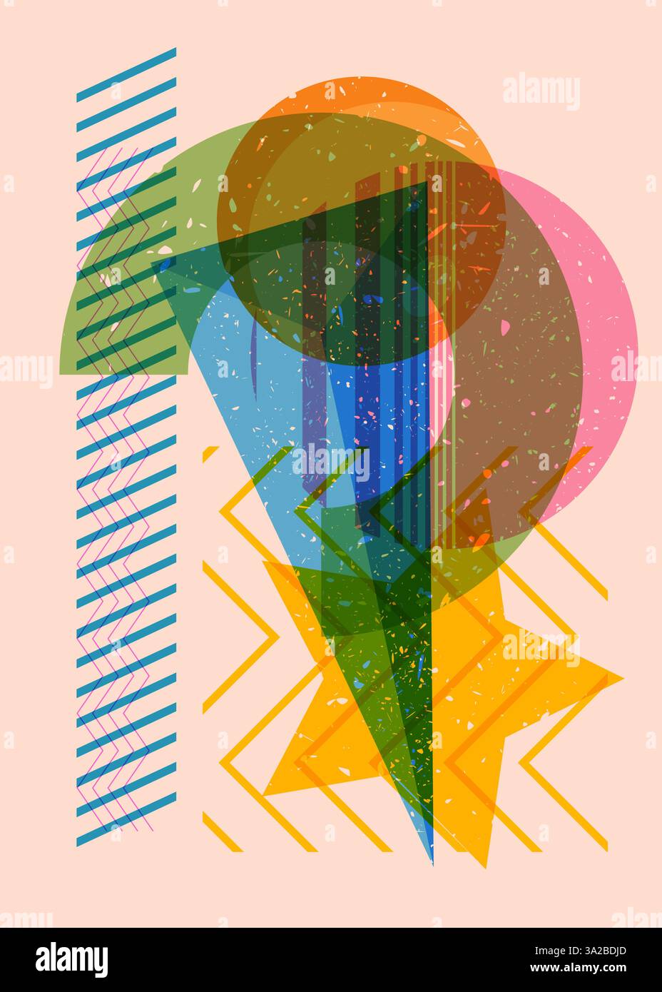 Colorful geometric shapes. Object in trendy riso graph design. Geometry ...