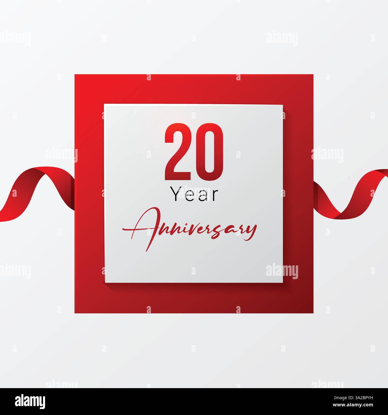 vector 20th anniversary red and white banner design Stock Vector