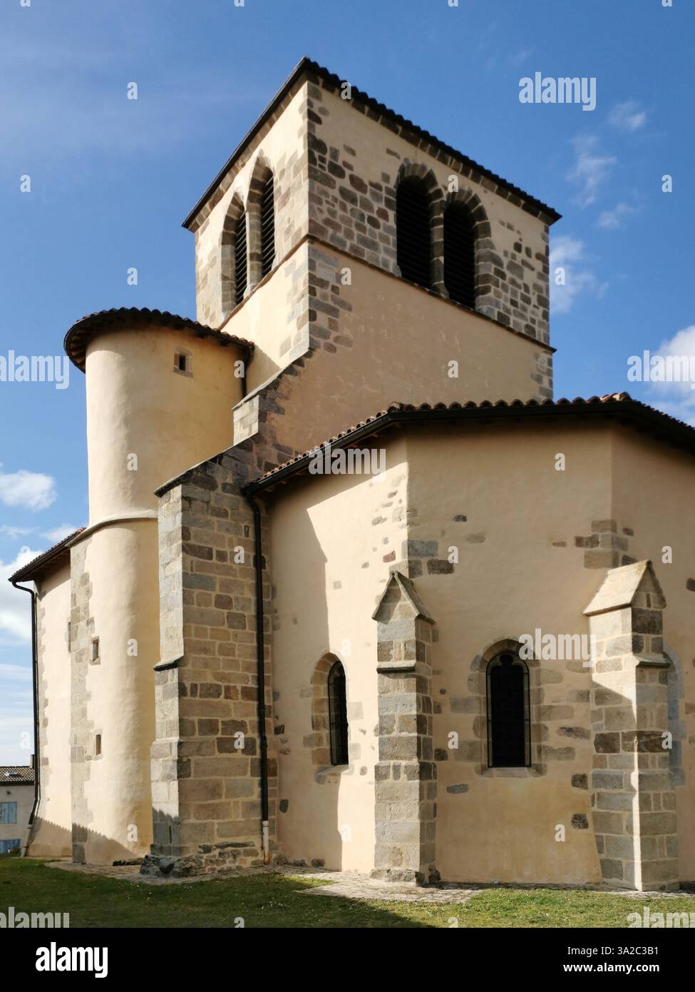 Saint-Pierre-aux-Liens Church in Chameane, Parc Livradois Forez, Puy-de-Dome, Auvergne-Rhone-Alpes, France - Smartphone Captured Stock Image
