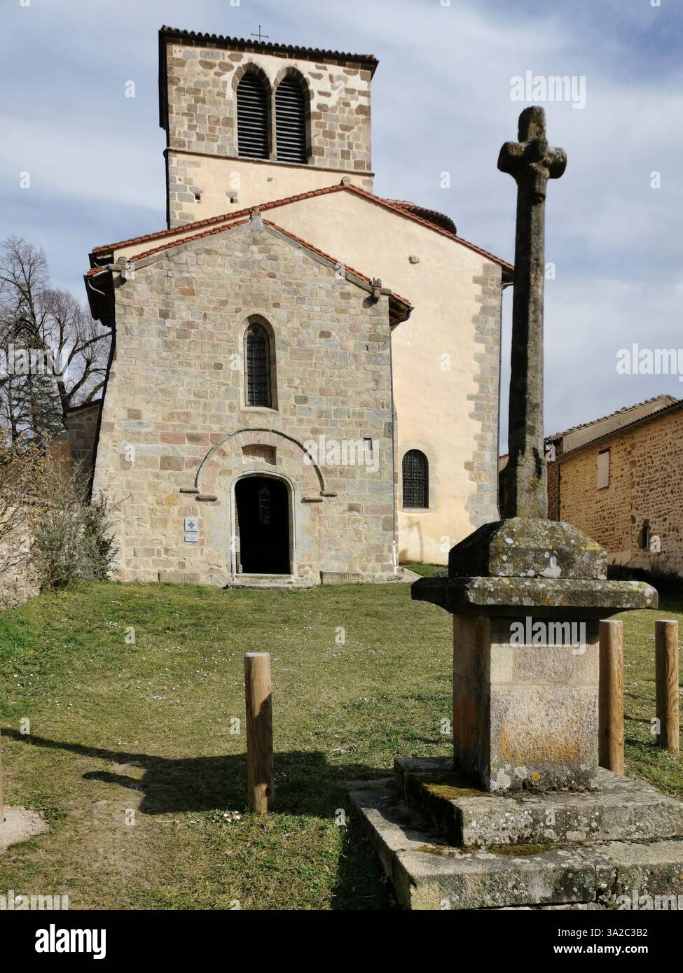 Saint-Pierre-aux-Liens Church in Chameane, Parc Livradois Forez, Puy-de-Dome, Auvergne-Rhone-Alpes, France - Smartphone Captured Stock Image