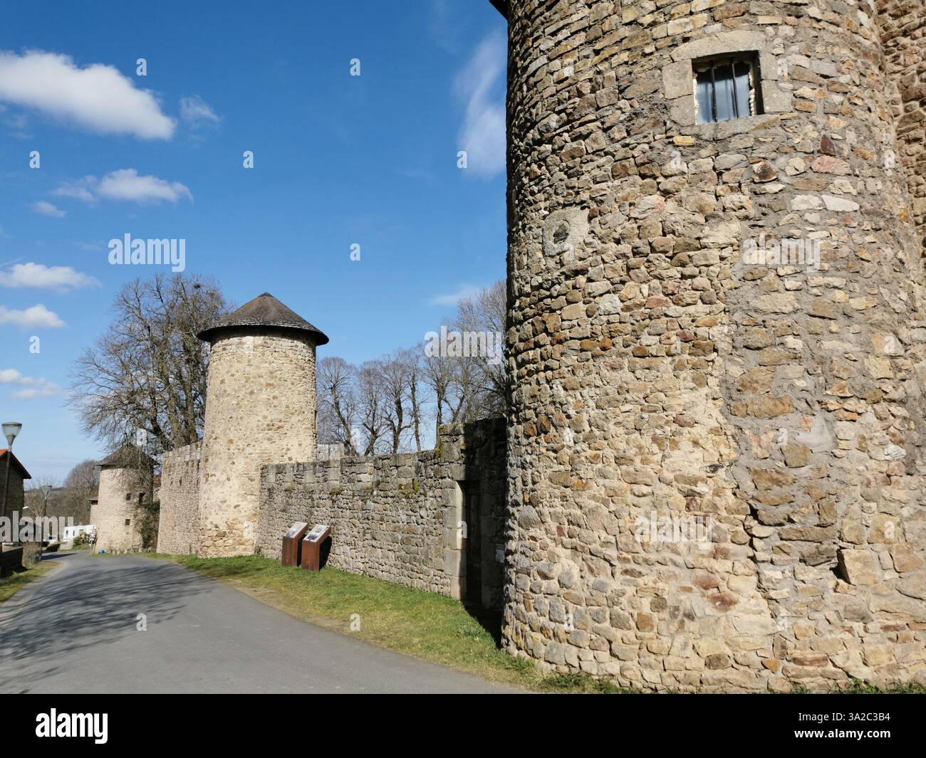 Ancient castle walls of Chameane in Parc Livradois Forez, Puy-de-Dome, Auvergne-Rhone-Alpes, France - Smartphone Captured Stock Image