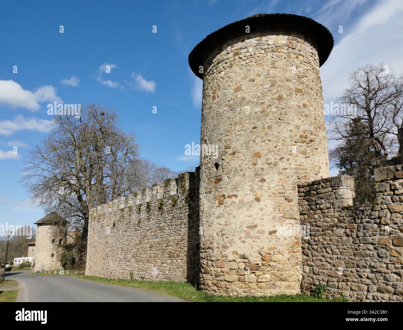 Ancient castle walls of Chameane in Parc Livradois Forez, Puy-de-Dome, Auvergne-Rhone-Alpes, France - Smartphone Captured Stock Image