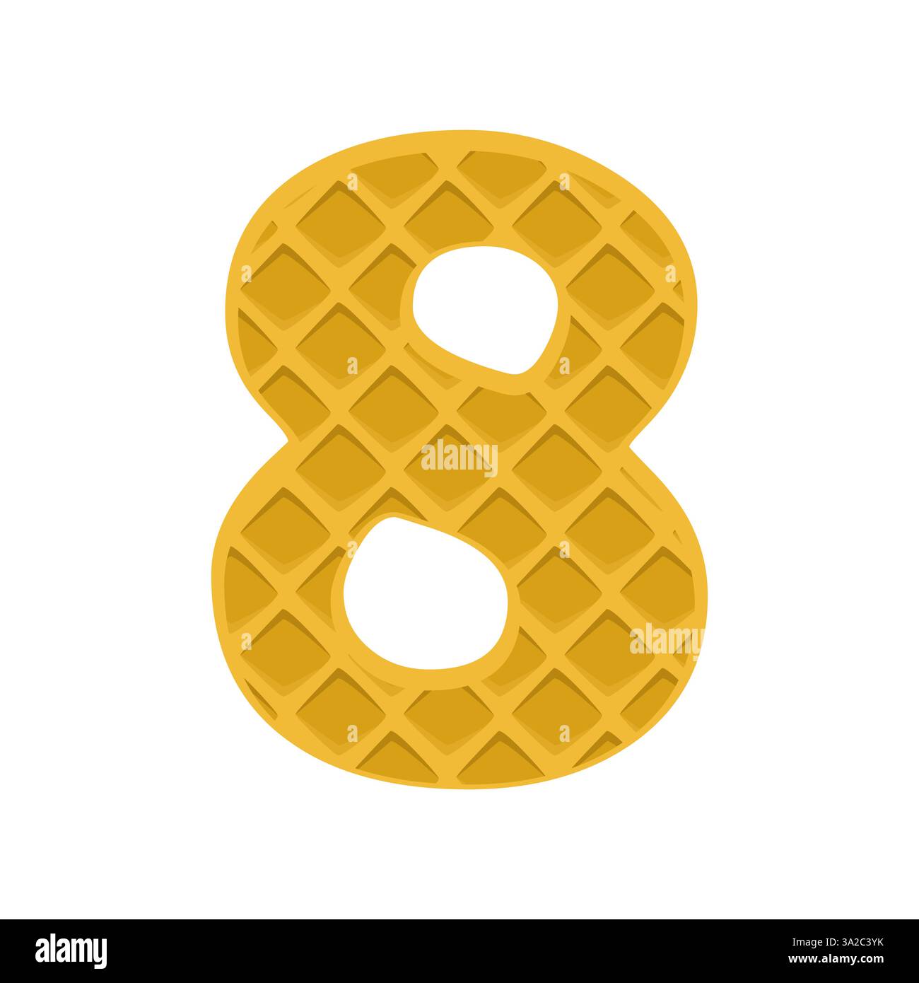 Number 8 element waffle. Crunchy waffle in the shape of number Eight