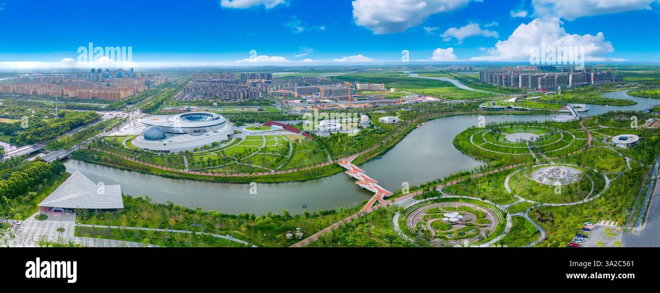 Aerial view of Shanghai Planetarium in Lingang New City, Shanghai ...