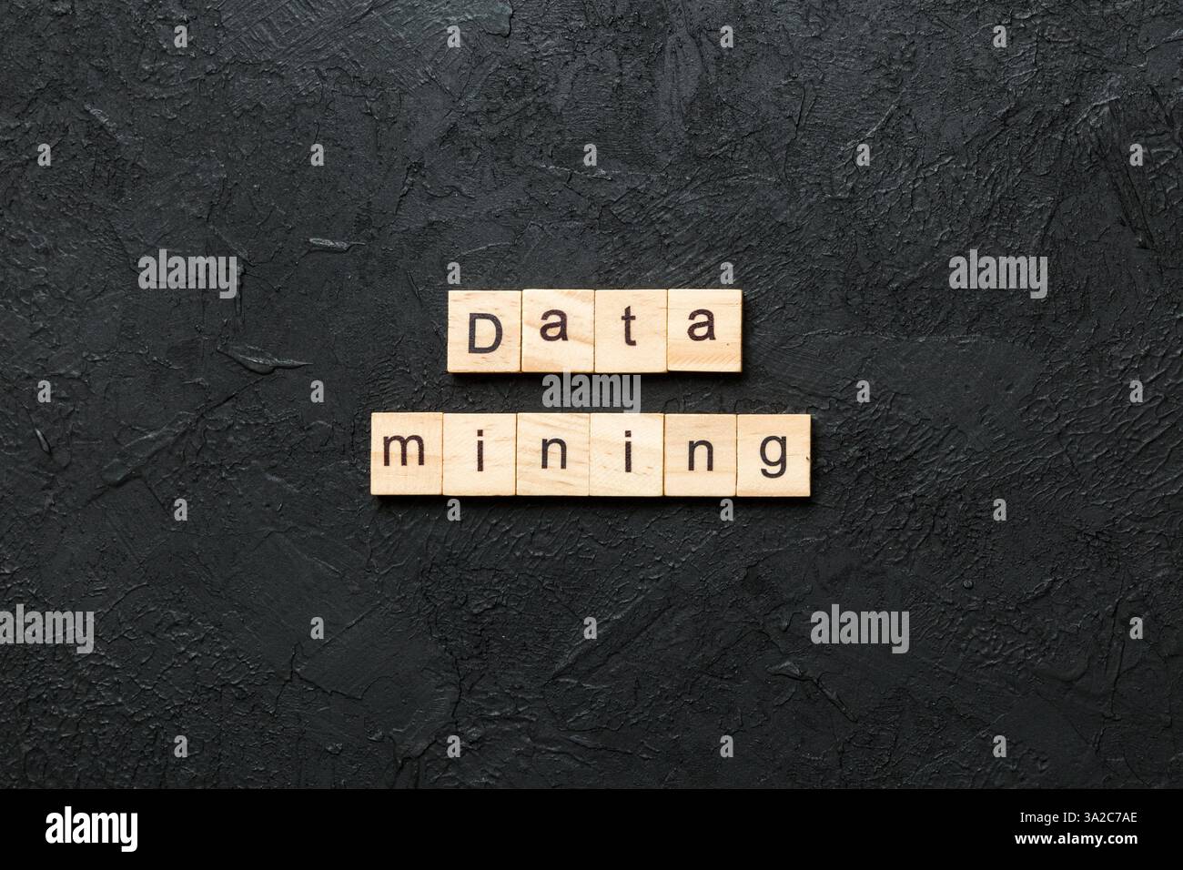 Data mining word written on wood block. Data mining text on cement table for your desing, concept. Stock Photo