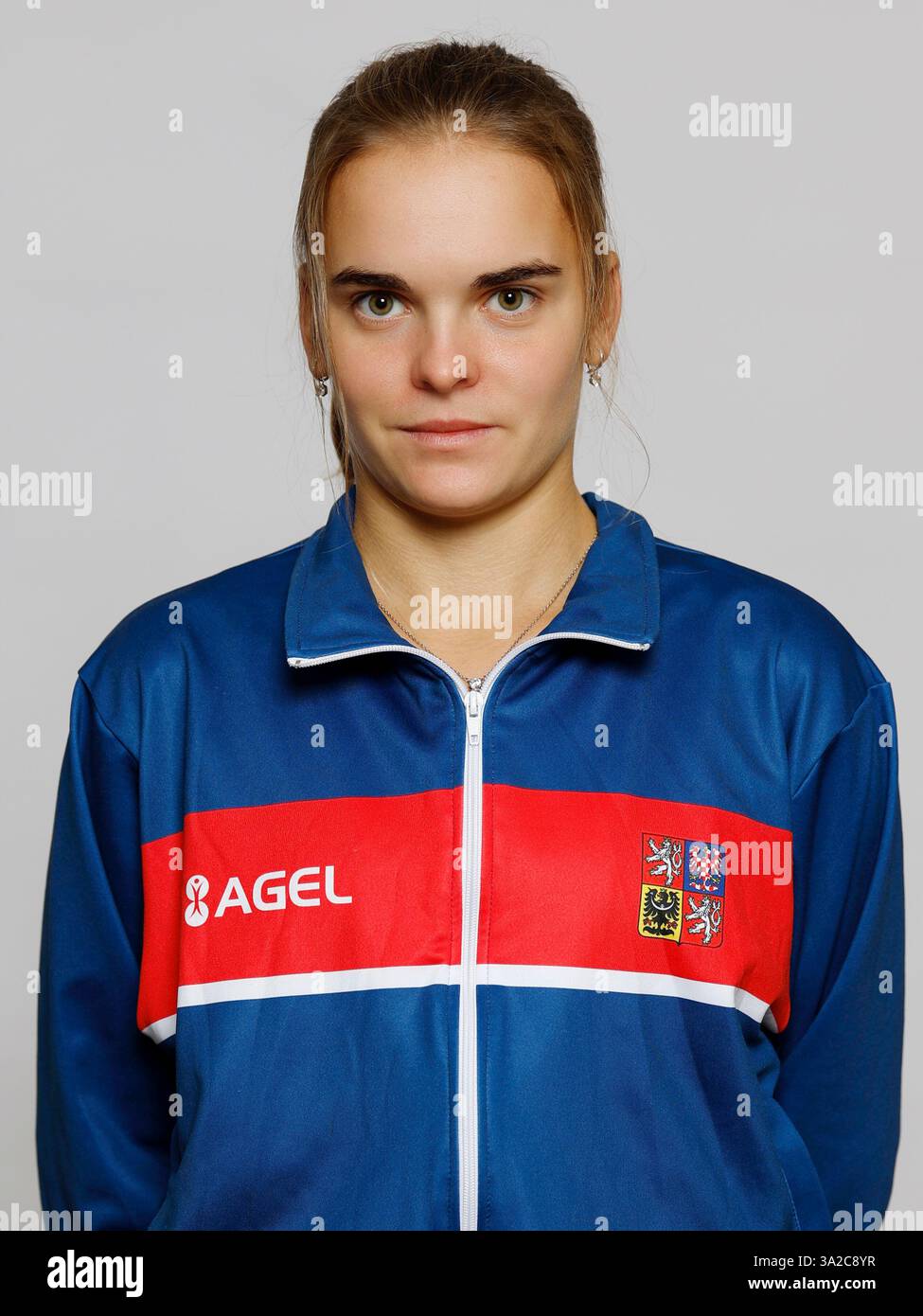 Czech tennis player Sara Bejlek poses for photographer in Prague, Czech Republic, February 20, 2025. (CTK Photo/Pavel Lebeda) Stock Photo