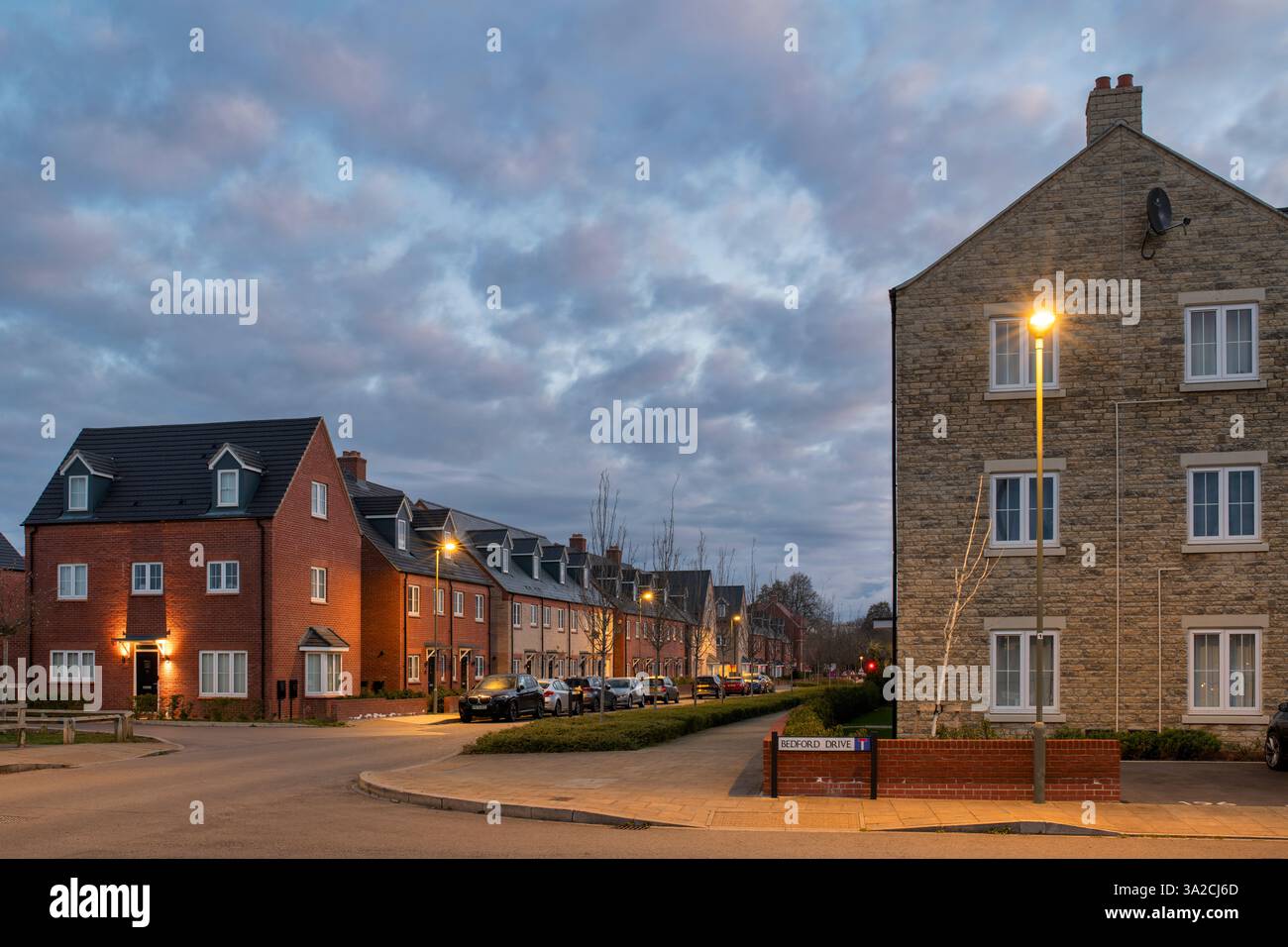 Bicester street at dawn in march. Oxfordshire. England. Stock Photo