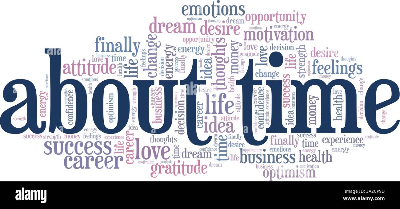 About Time vector illustration word cloud isolated on a white background. Stock Vector