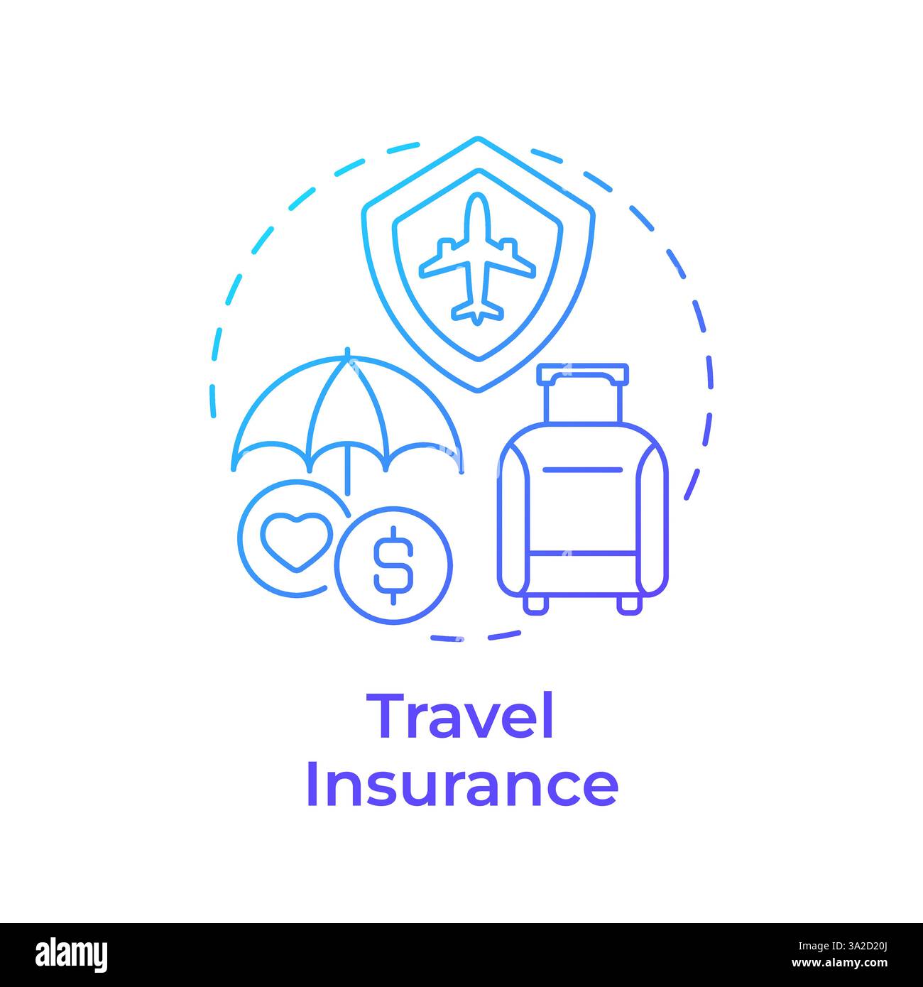 Travel insurance blue gradient concept icon Stock Vector