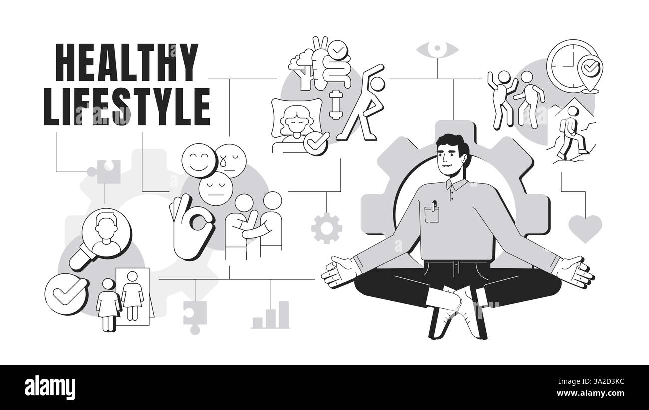 Healthy lifestyle banner conceptual illustration Stock Vector Image ...