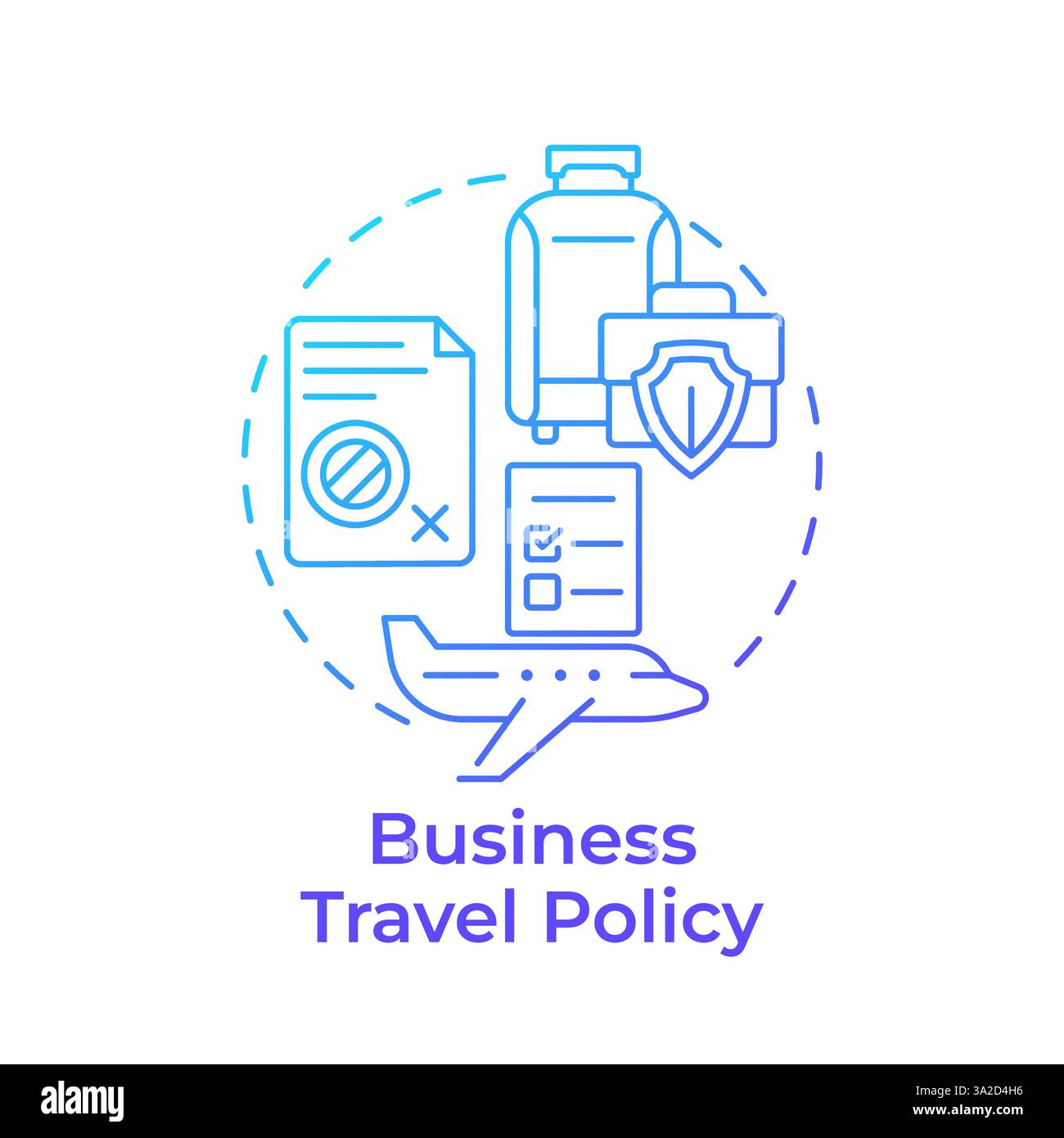 Business travel policy blue gradient concept icon Stock Vector