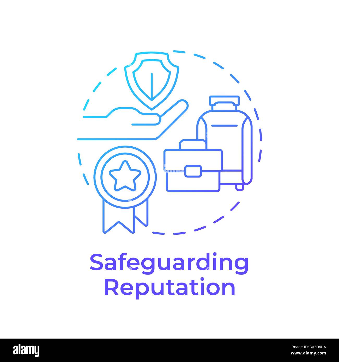 Safeguarding reputation blue gradient concept icon Stock Vector