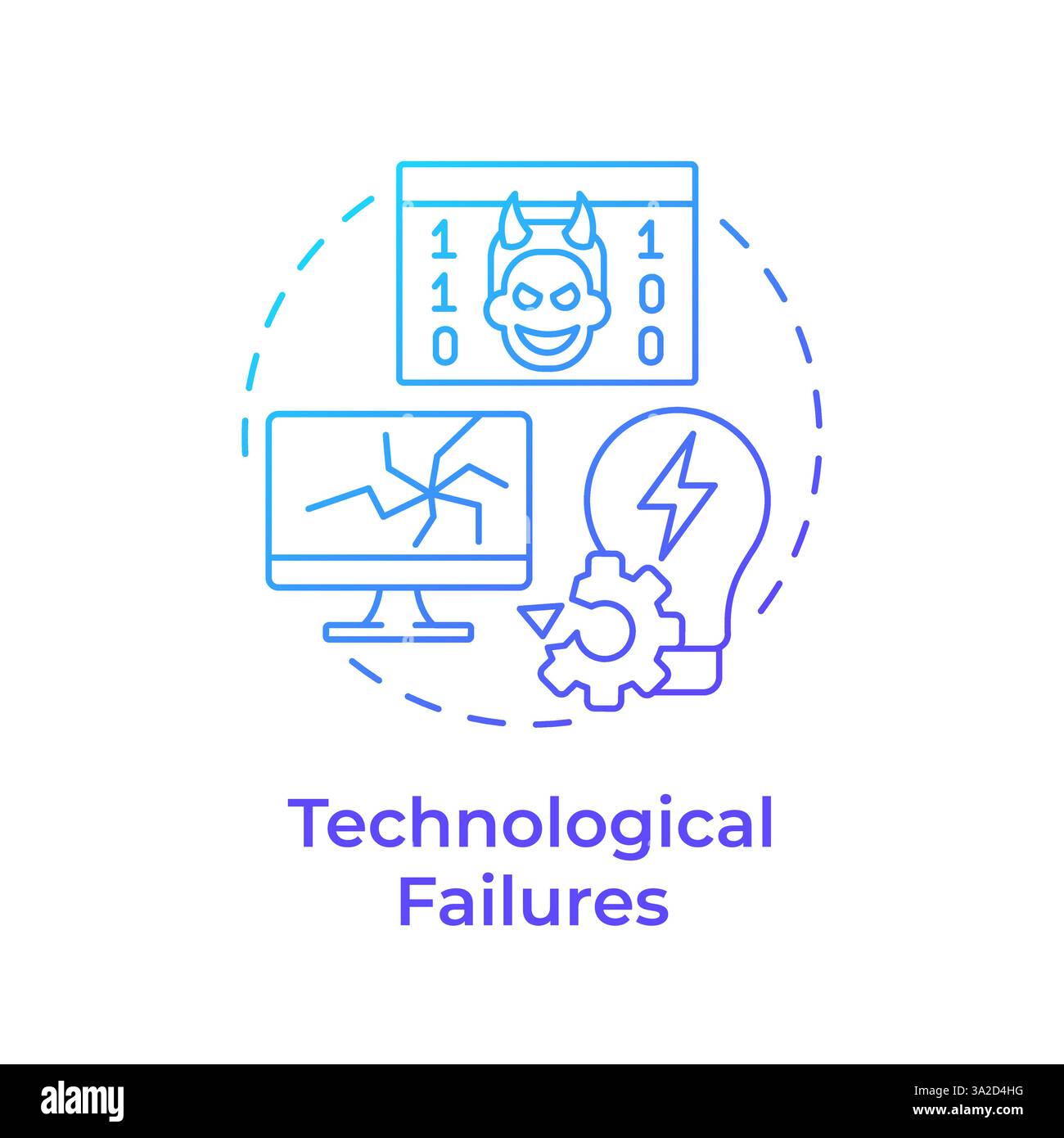 Technological failures blue gradient concept icon Stock Vector
