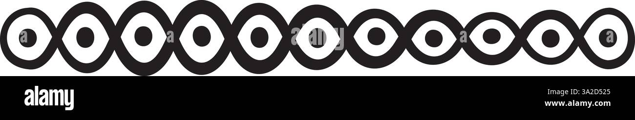 Vector illustration made with circles and dots creating a horizontal border Stock Vector