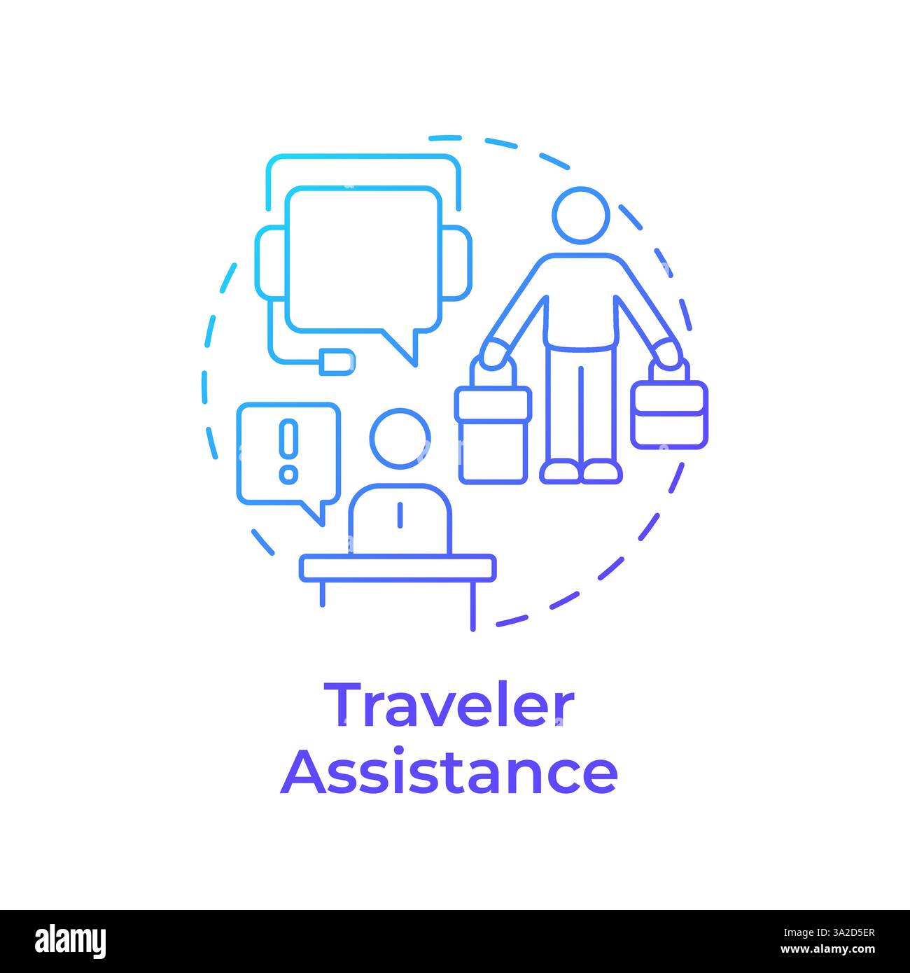 Traveler assistance blue gradient concept icon Stock Vector