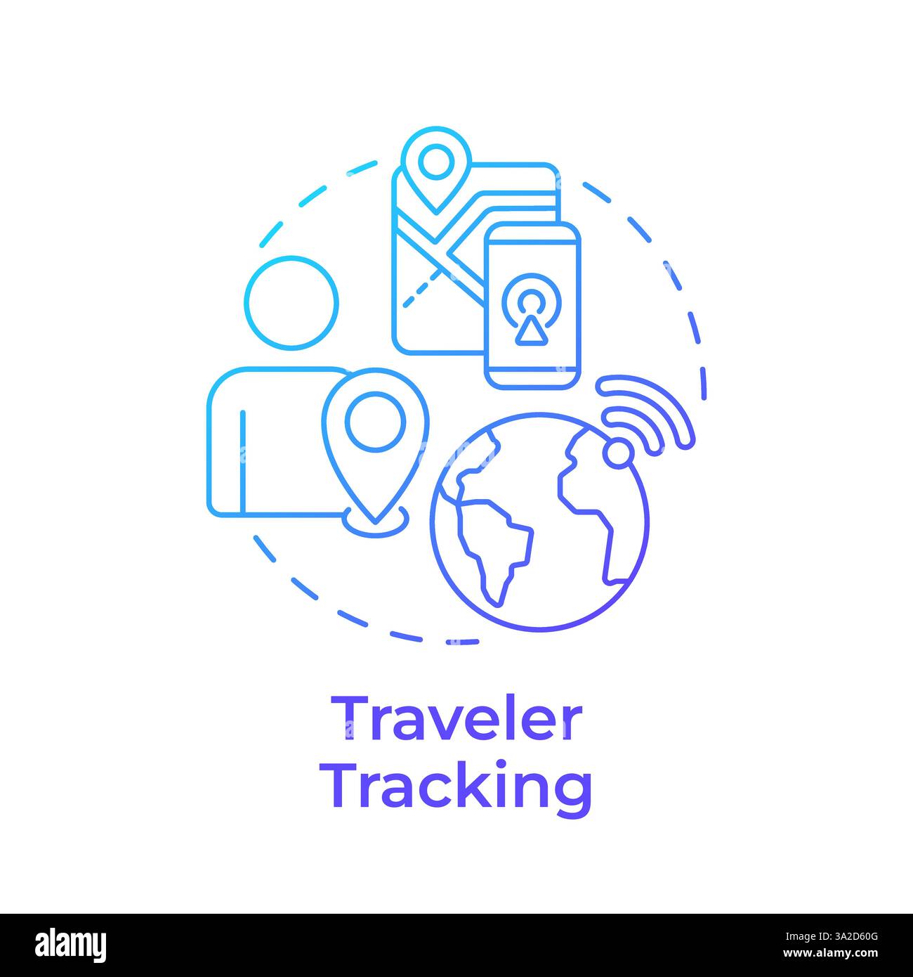 Traveler tracking blue gradient concept icon Stock Vector