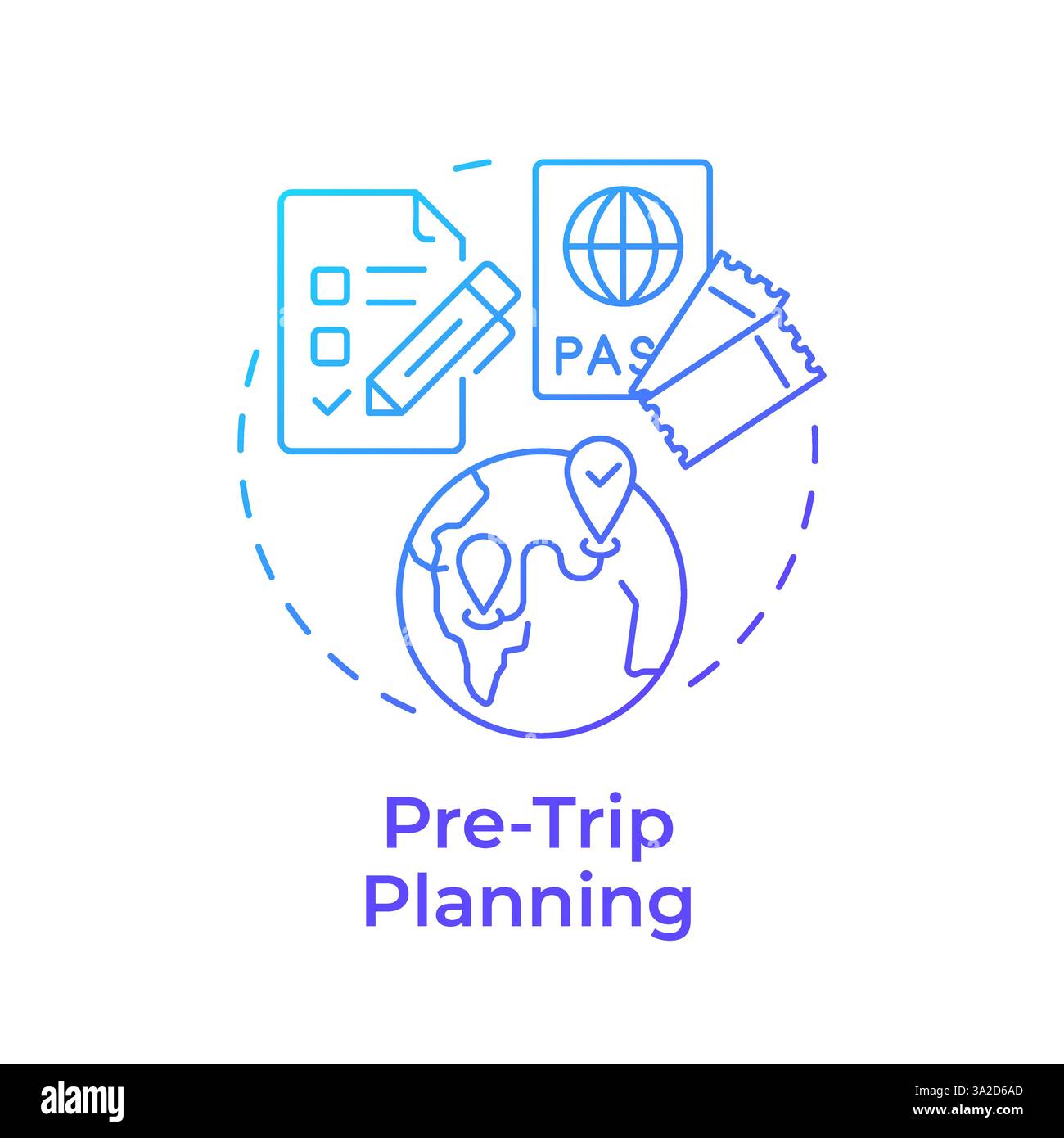 Pre trip planning blue gradient concept icon Stock Vector