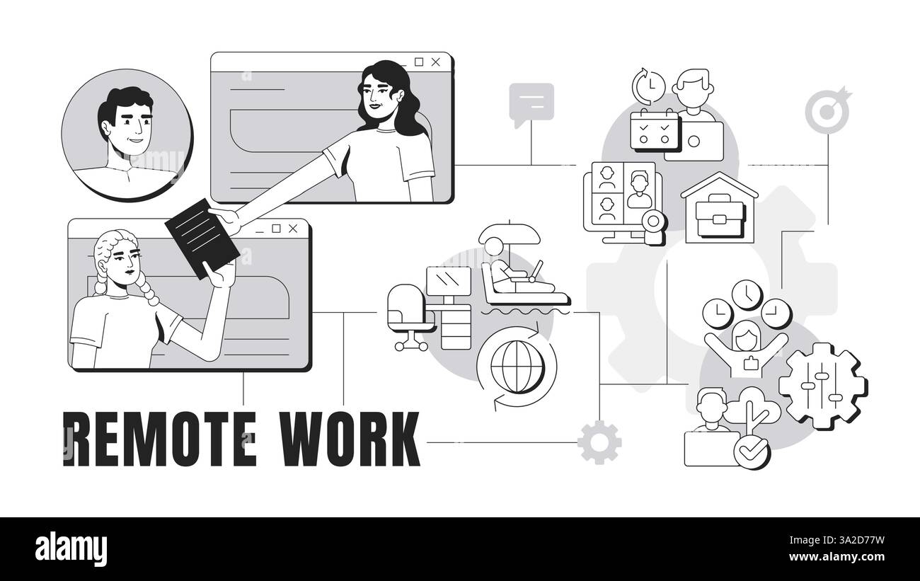 Remote work banner conceptual illustration Stock Vector Image & Art - Alamy